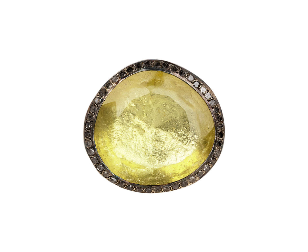 Lemon Quartz and Icy Gray Diamond Fidji Ring