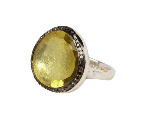 Lemon Quartz and Icy Gray Diamond Fidji Ring