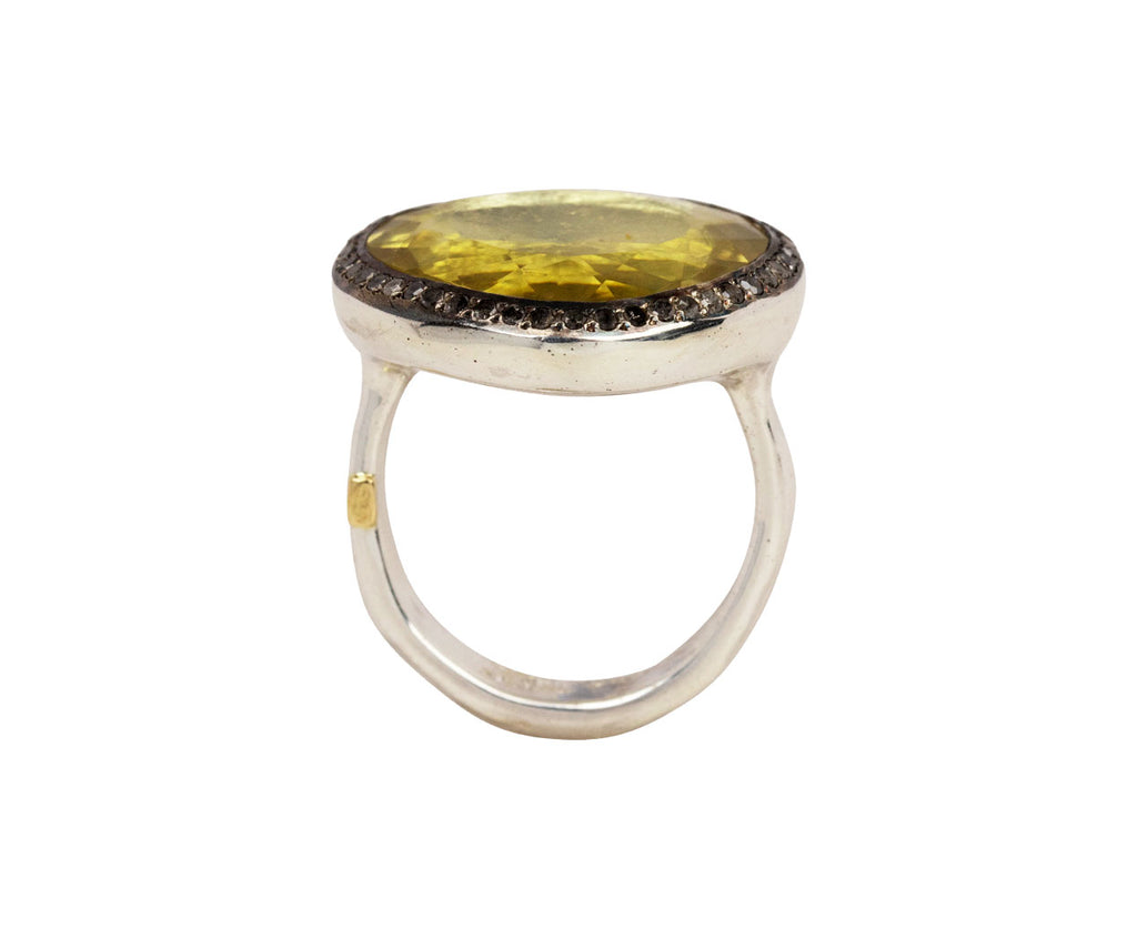 Lemon Quartz and Icy Gray Diamond Fidji Ring