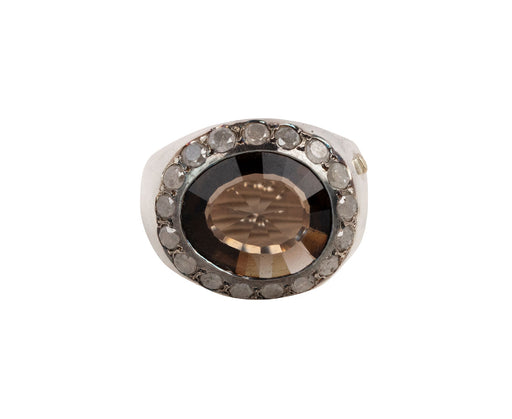 Rosa Maria Smoky Quartz and Icy White Diamond Heyonn Ring