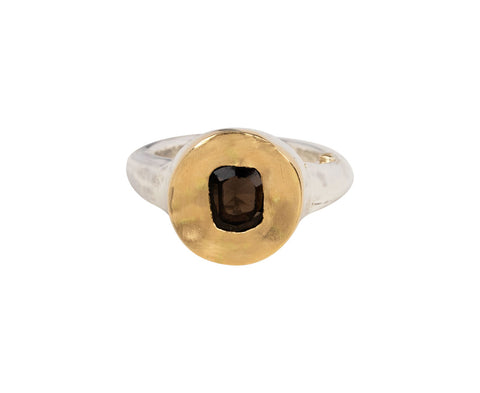 Yellow Gold and Smoky Quartz Ruby Ring