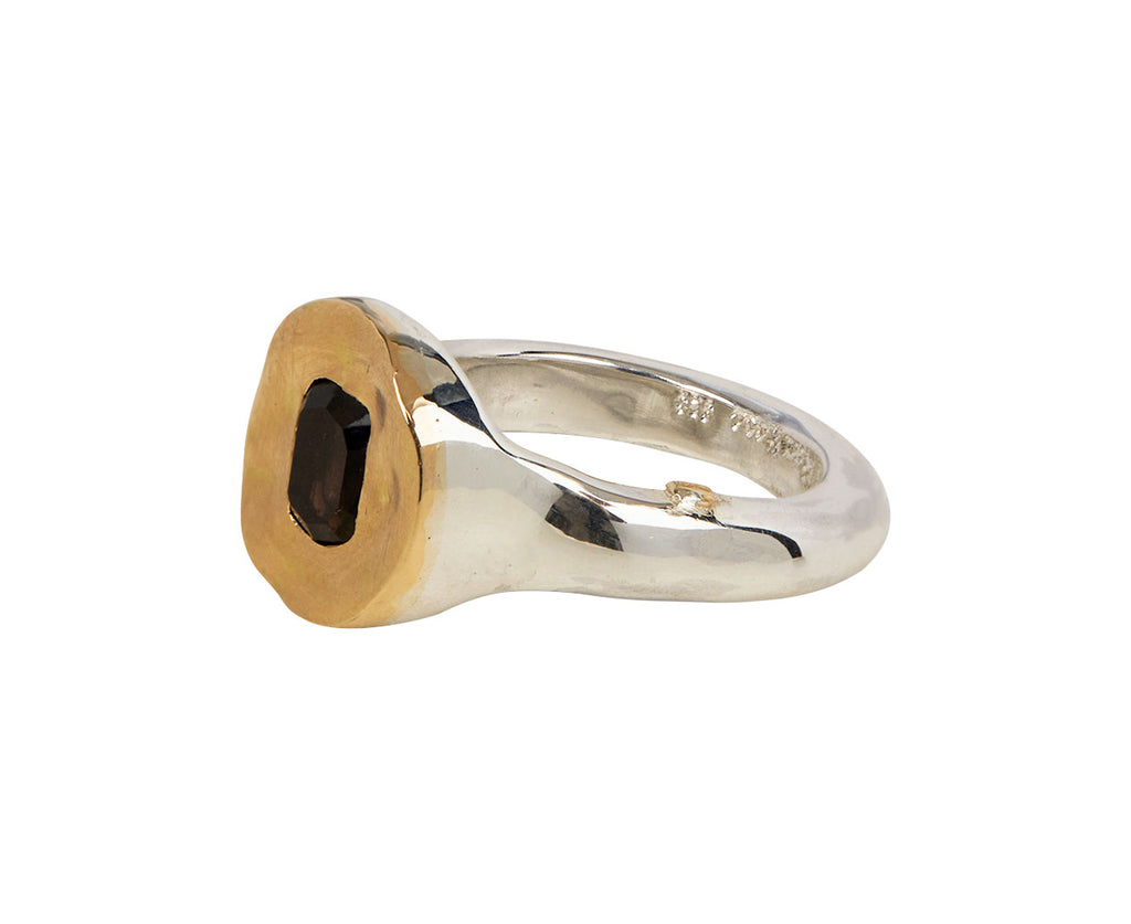 Yellow Gold and Smoky Quartz Ruby Ring