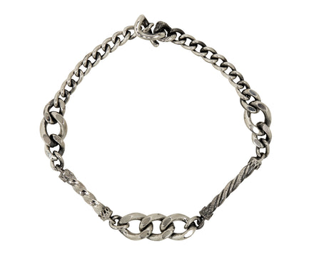 Rusty Thought Sterling Silver Mixed Link Chain Bracelet