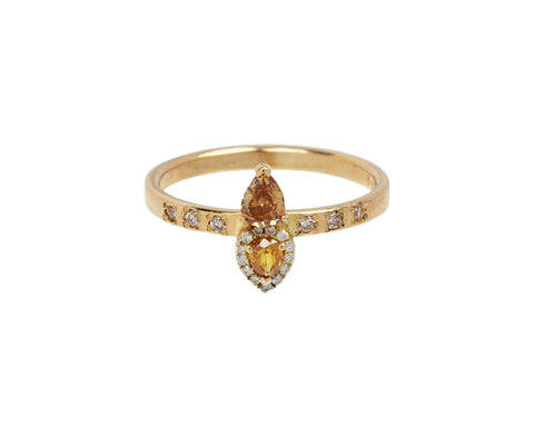 Double Yellow Diamond Solitaire Ring