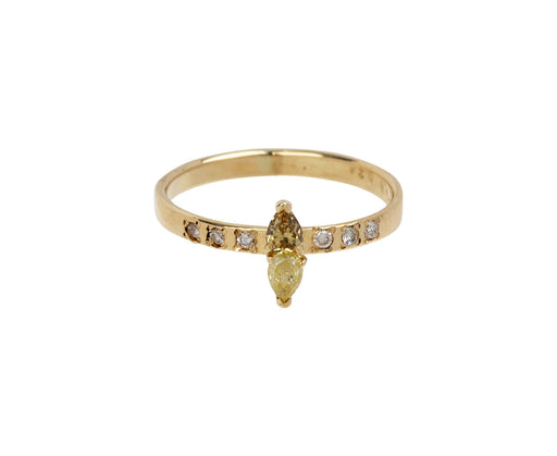 Small Double Yellow Diamond Solitaire Ring