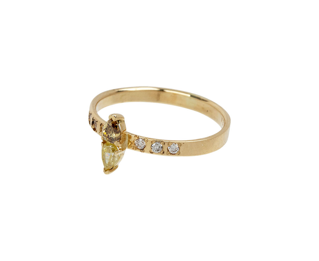 Small Double Yellow Diamond Solitaire Ring