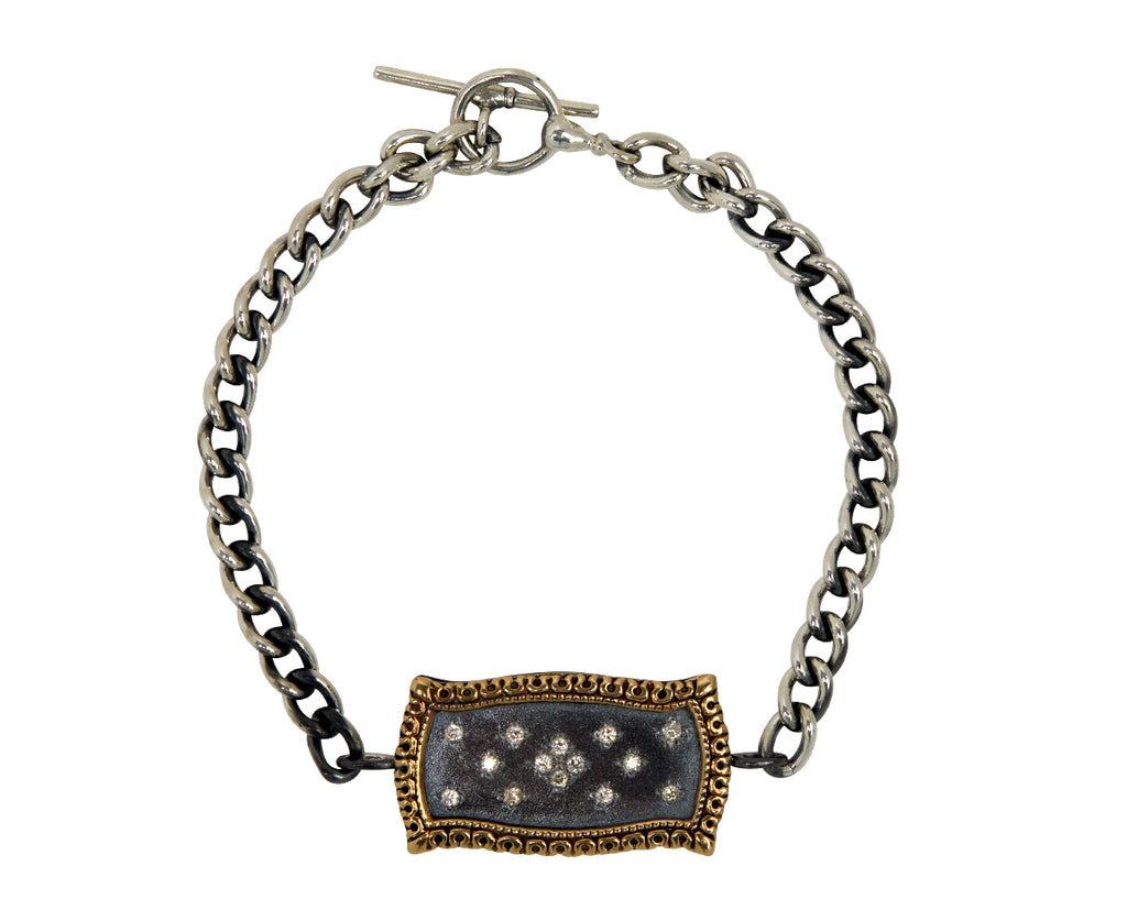 Rusty Thought Mixed Metal and Diamond Bracelet