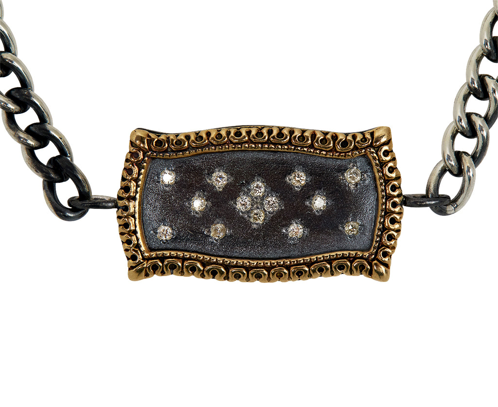 Rusty Thought Mixed Metal and Diamond Bracelet - Closeup