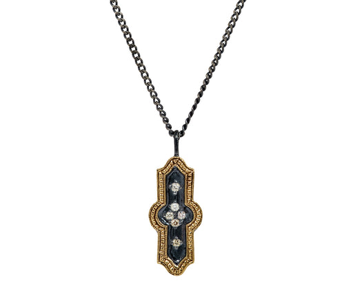 Rusty Thought Mixed Metal and Diamond Pendant Necklace
