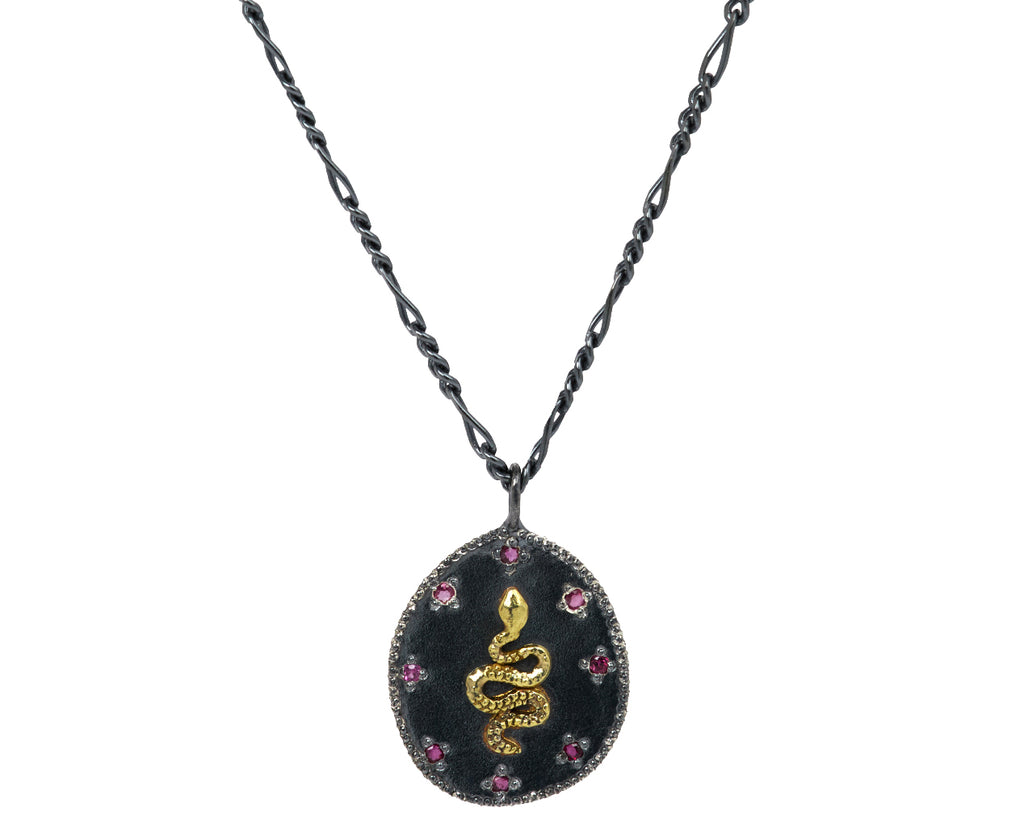 Rusty Thought Mixed Metal and Ruby Pendant Necklace