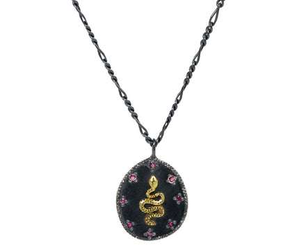 Rusty Thought Mixed Metal and Ruby Pendant Necklace