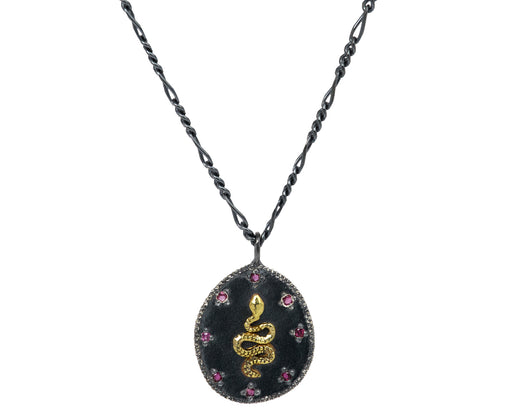 Rusty Thought Mixed Metal and Ruby Pendant Necklace