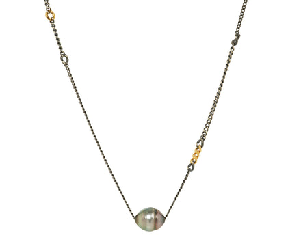 Rusty Thought Black Pearl Pendant Necklace