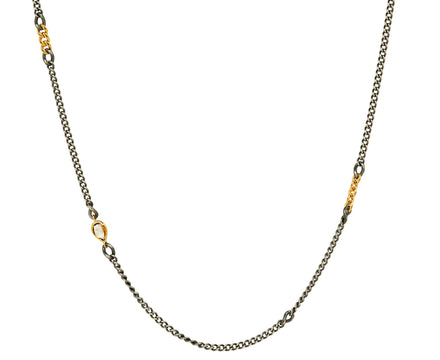 Rusty Thought Mixed Metal Chain and Diamond Necklace