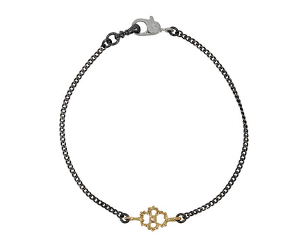 Rusty Thought Mixed Metal and Diamond Clover Bracelet