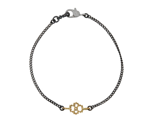 Rusty Thought Mixed Metal and Diamond Clover Bracelet