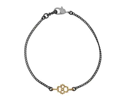 Rusty Thought Mixed Metal and Diamond Clover Bracelet