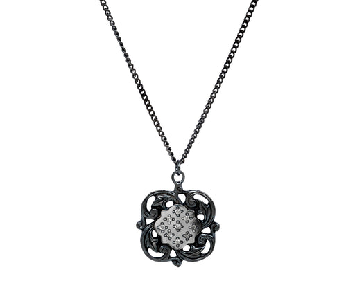 Rusty Thought Shield Flower Diamond Pendant Necklace