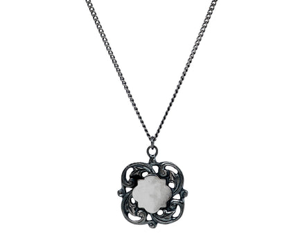 Rusty Thought Shield Flower Pendant Necklace