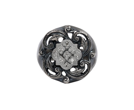 Rusty Thought Shield Flower Diamond Ring