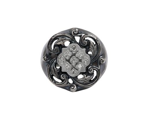 Rusty Thought Shield Flower Diamond Ring