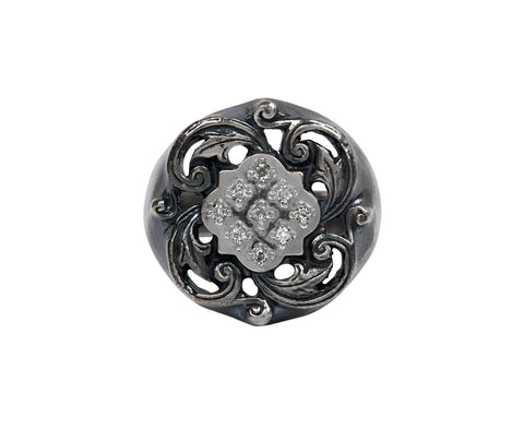 Rusty Thought Shield Flower Diamond Ring