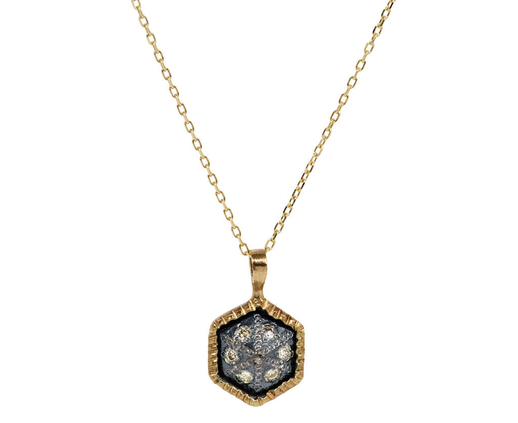Rusty Thought Mixed Metal and Diamond Pendant Necklace