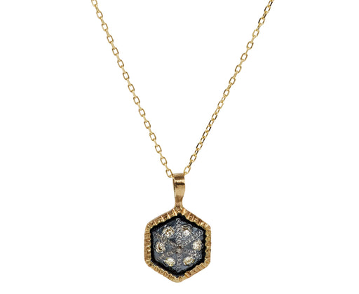 Rusty Thought Mixed Metal and Diamond Pendant Necklace