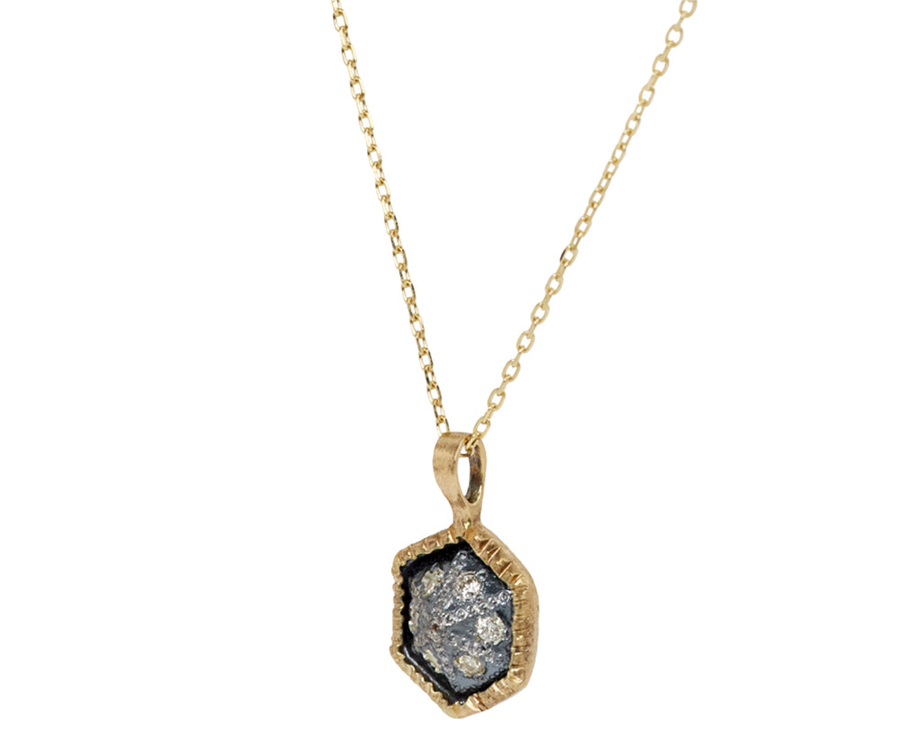 Rusty Thought Mixed Metal and Diamond Pendant Necklace - Angled View