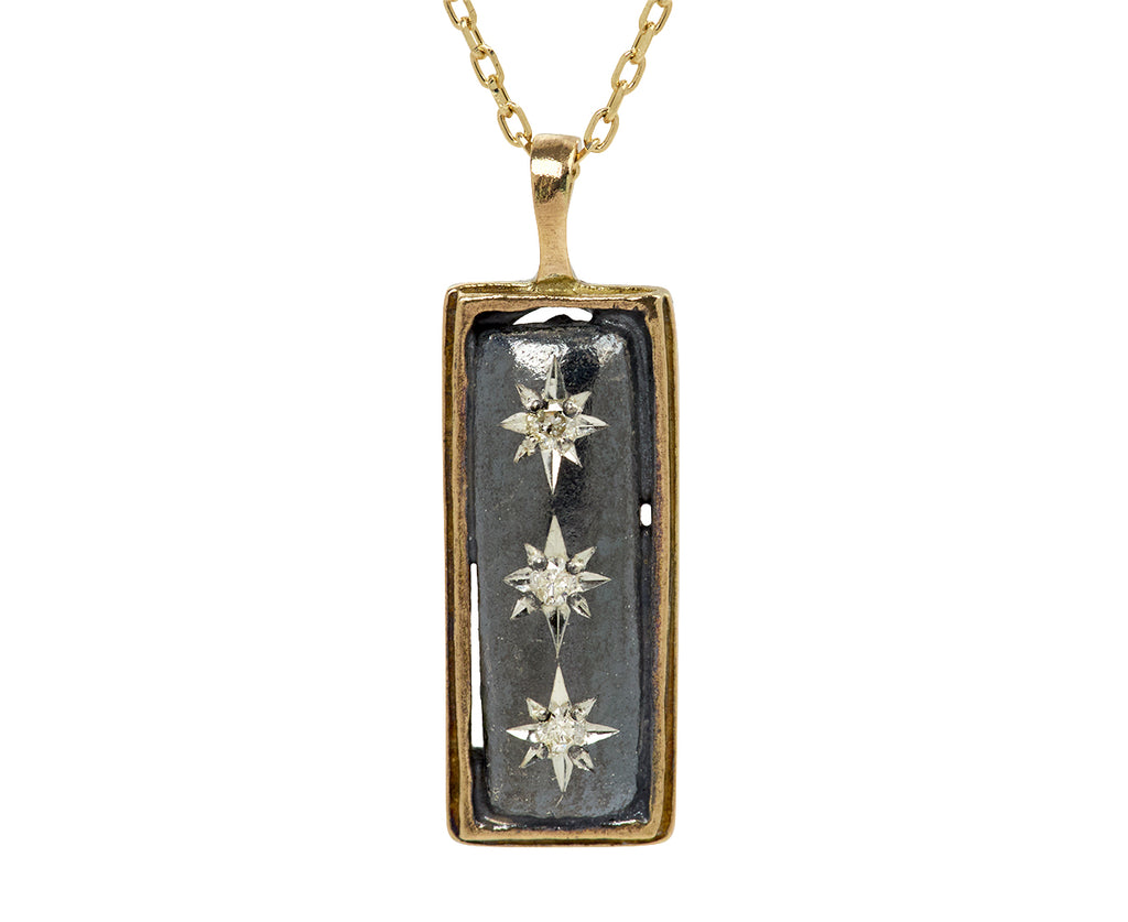 Rusty Thought Mixed Metal Diamond Pendant Necklace - Closeup
