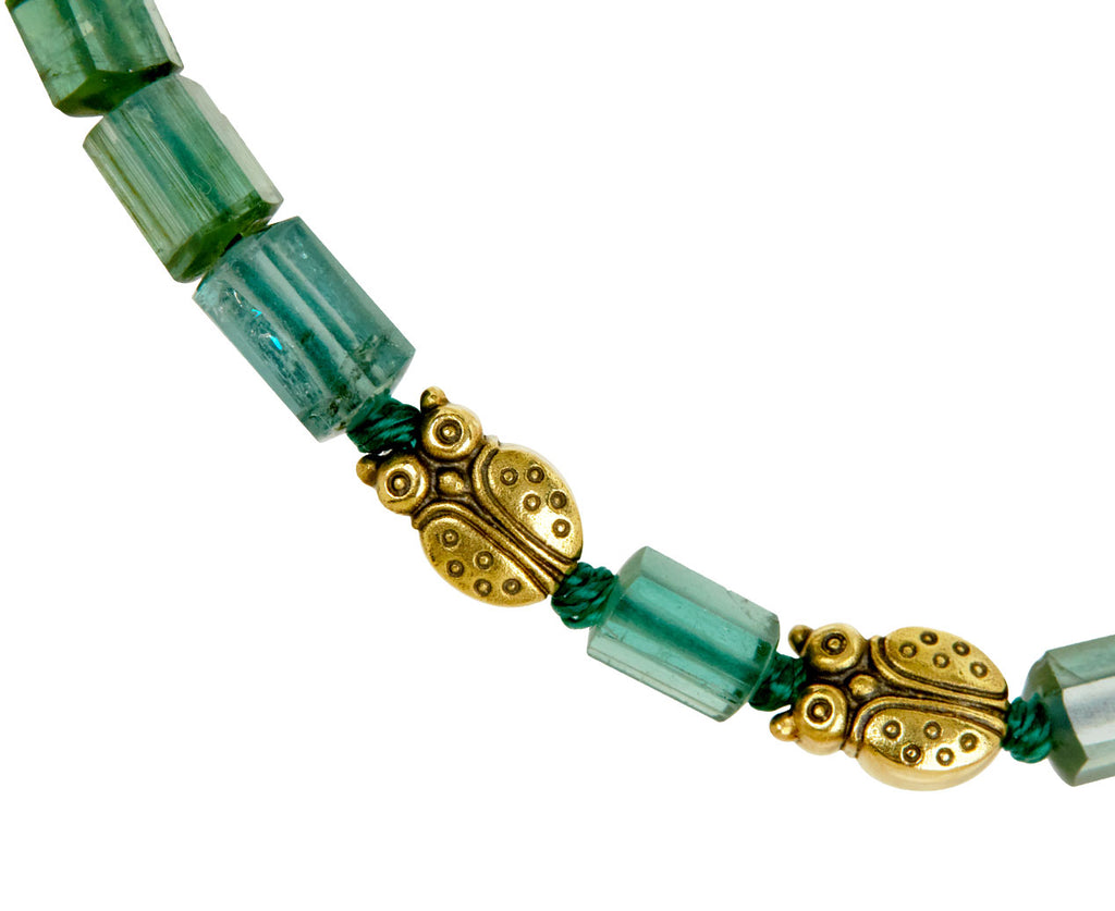 Alex Sepkus Green Tourmaline Fable Animal Beaded Bracelet - closeup