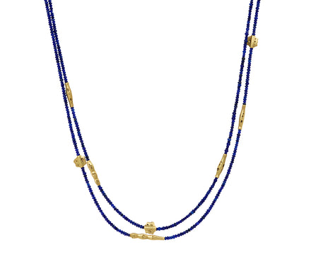 Long Lapis Flora Beaded Necklace