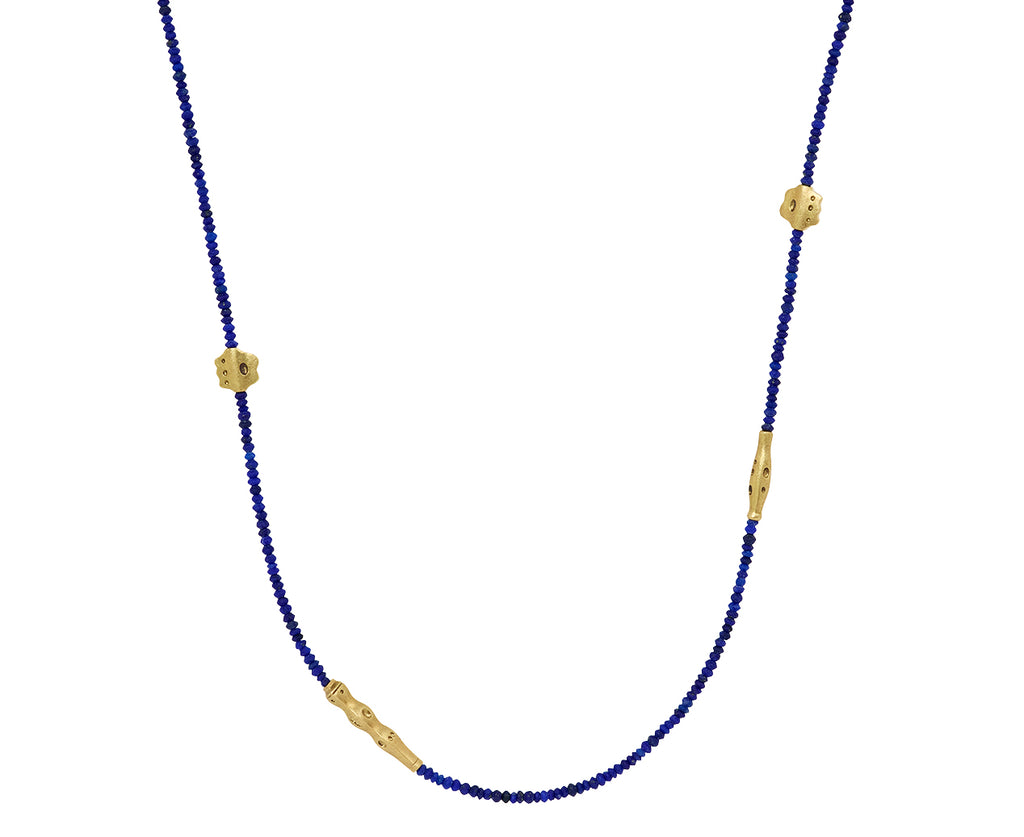 Long Lapis Flora Beaded Necklace