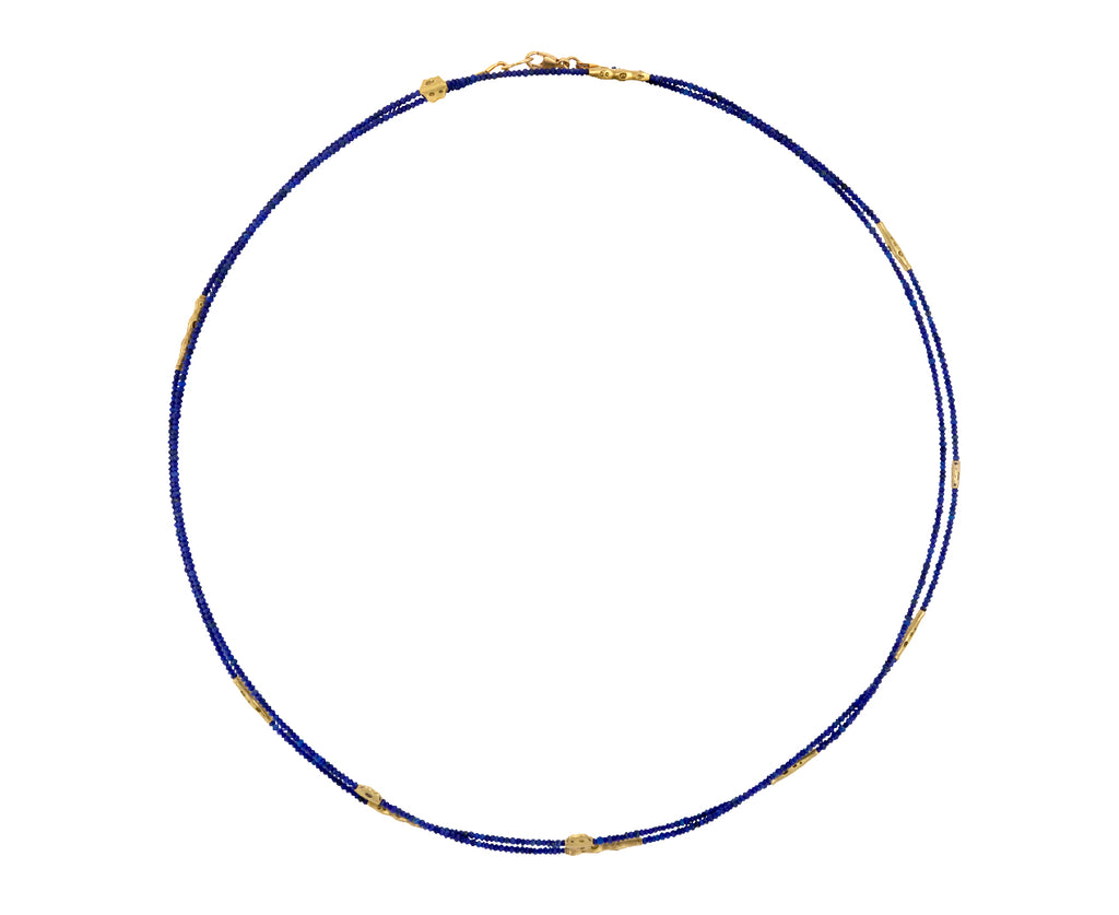 Long Lapis Flora Beaded Necklace