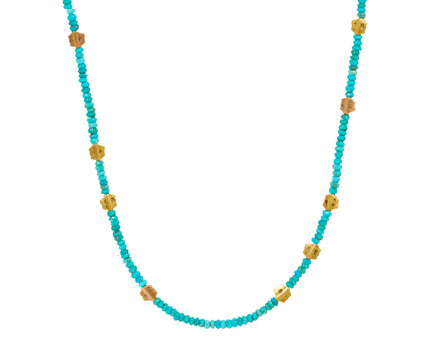 Turquoise and Flora Beaded Necklace