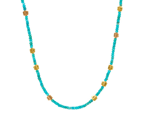 Turquoise and Flora Beaded Necklace