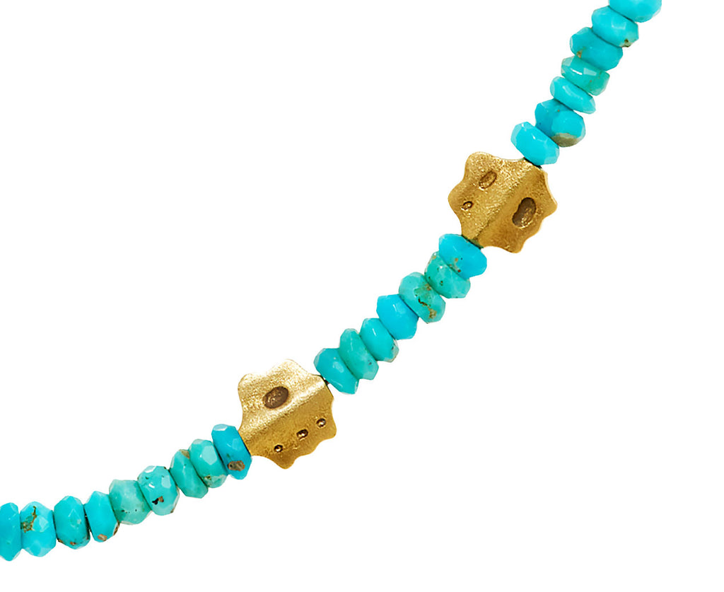 Turquoise and Flora Beaded Necklace