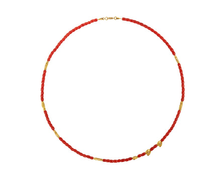 Mediterranean Red Coral Fable Animals and Strange Characters Bead Necklace