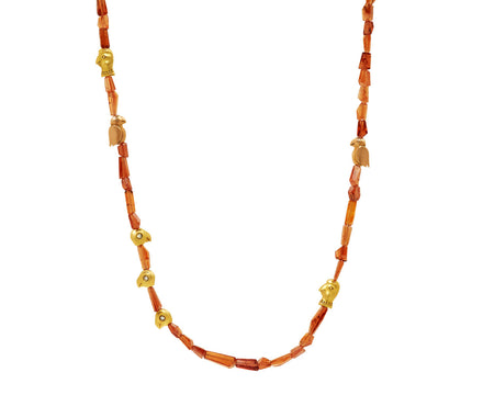 Garnet Fable Animals and Strange Characters Beaded Necklace