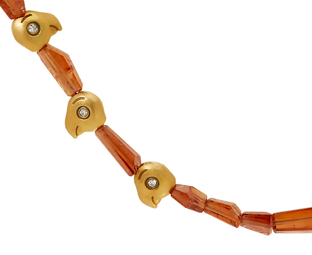 Garnet Fable Animals and Strange Characters Beaded Necklace