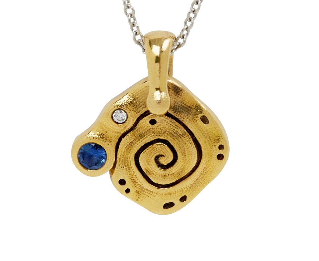 Alex Sepkus Sapphire and Diamond Flora Pendant Necklace - closeup