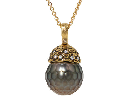 Diamond Capped Tahitian Pearl Pendant ONLY