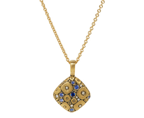 Blue Mix Soft Mosaic Pendant Necklace