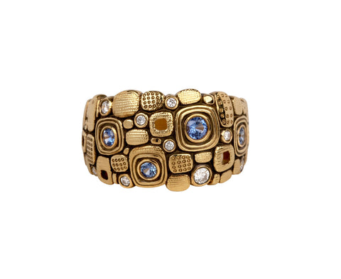 Sapphire and Diamond Little Windows Dome Ring