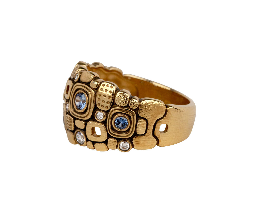 Sapphire and Diamond Little Windows Dome Ring