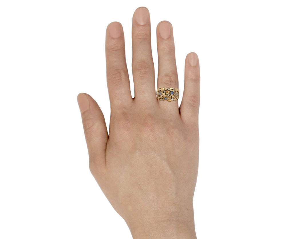 Sapphire and Diamond Little Windows Dome Ring