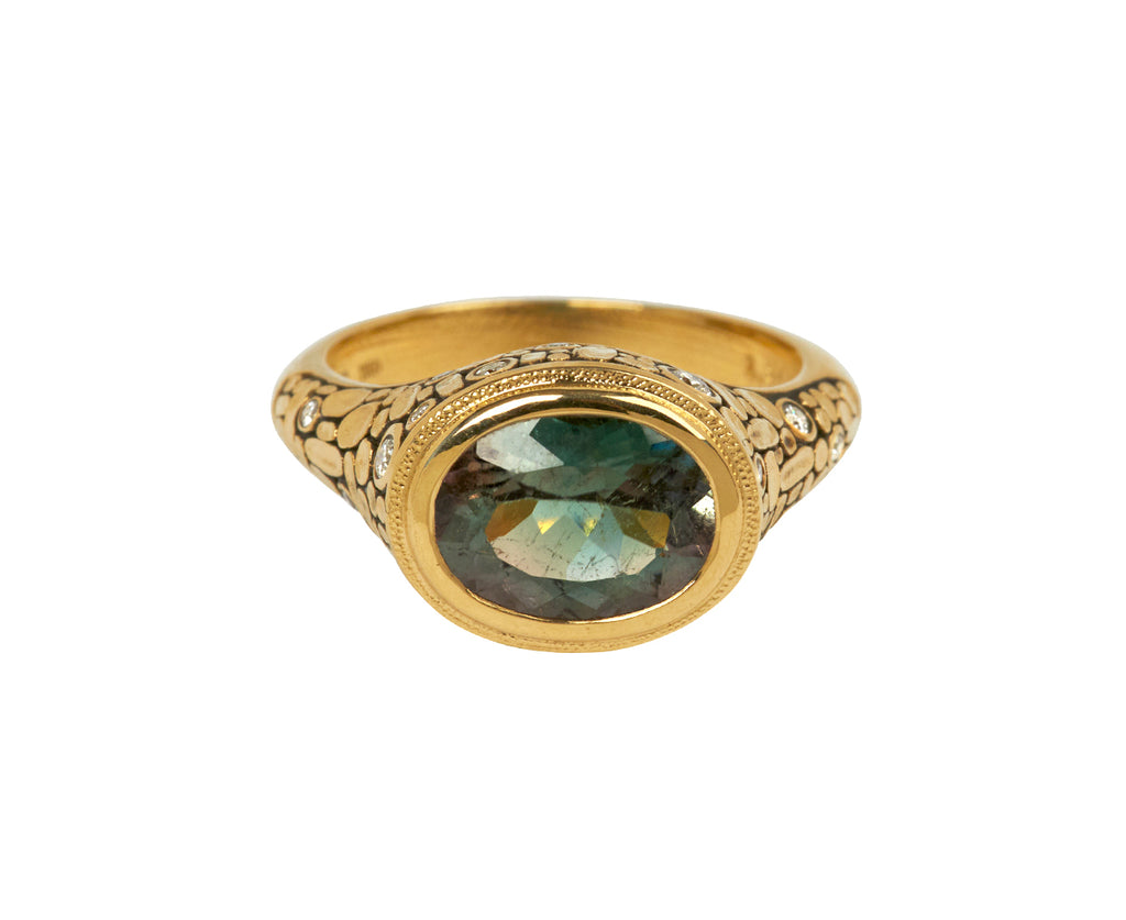 Bi-Color Tourmaline and Diamond Mosaic Ring