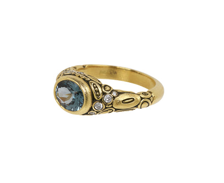 Blue Gray Spinel and Diamond Ring