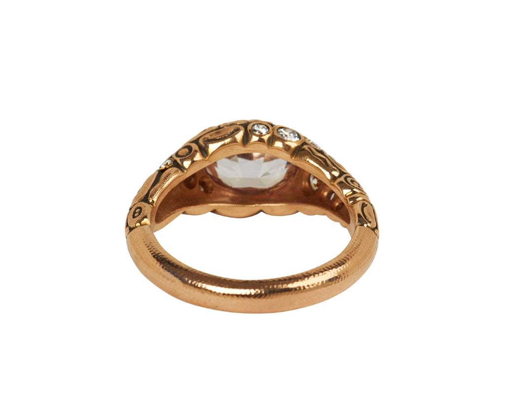 Peach Sapphire and Diamond Ring