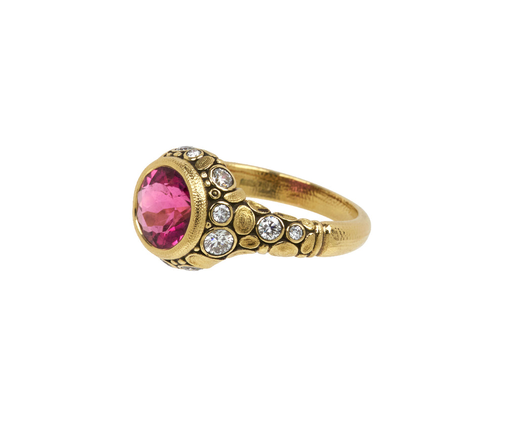 Pink Tourmaline and Diamond Circle Ring
